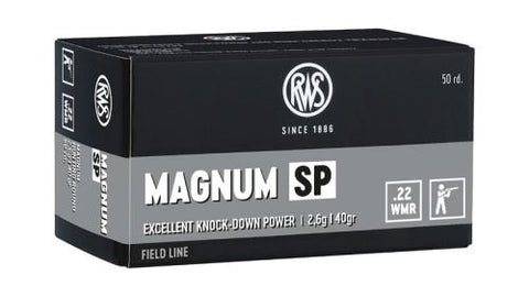 RWS Magnum SP Ammunition 22 WMR 40 Grain Soft Point (50pk)