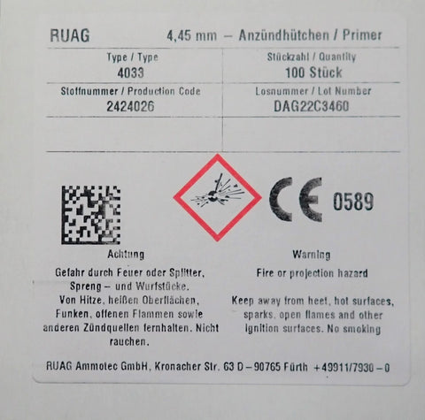 RWS #4033 Small Rifle Primers (4.45mm) (100pk)