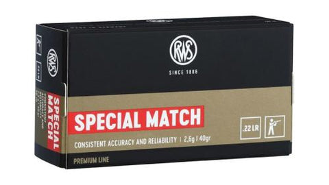 RWS Ammunition Special Match 22 Long Rifle (22LR) 40 Grain Solid Point (50pk)