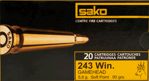 Sako 243 Ammunition 90gn Soft Point Gamehead (20pk) (112E)