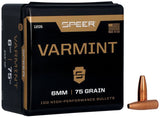 Speer Varmint Bullets 6mm Caliber (243 Diameter) 75 Grain Jacketed Hollow Point (100pk)