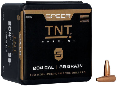 Speer TNT Varmint Bullets 204 Caliber (204 Diameter) 39 Grain Jacketed Hollow Point (100pk)