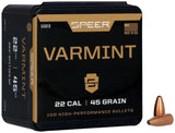 Speer Varmint Bullets 22 Caliber (224 Diameter) 45 Grain Spitzer (100pk)